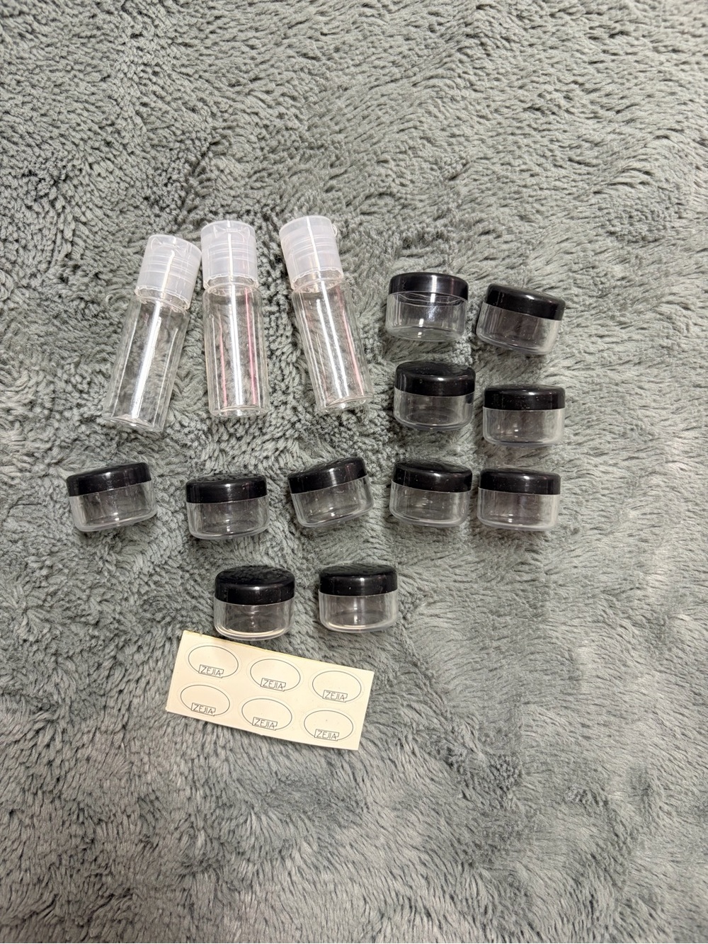 Clear Travel Sample Jars with Black Lids - Multipack